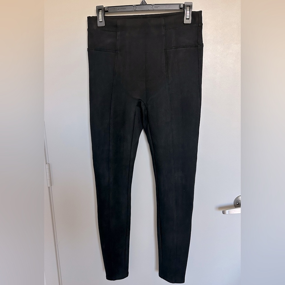 Spanx High Waist Faux Suede Leggings in black